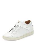 Leather Stud-Strap Sneaker, White (Bianco)