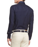 Collection Silk-Touch Herringbone Sport Shirt, Barchetta Blue
