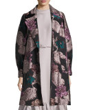 One-Button Floral Brocade Topper, Multi