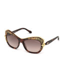 Taygeta Gradient Animal-Trim Sunglasses, Havana