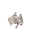 Twig Spiral Ring with Black Diamonds, Size 7