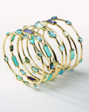 18K Gold Rock Candy Multi-Stone Bangle in Waterfall