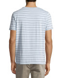 Shadow-Striped Short-Sleeve Crewneck Tee, Lucent Blue