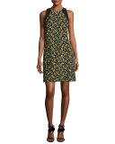 Sleeveless Daisy Cocktail Dress, Yellow/Multicolor