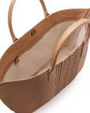 Ai Medium Braided Top-Handle Bag, Camel