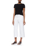 Runway Wide-Leg Denim Culottes, Runaway White