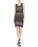 Jeannette Sleeveless Crochet Sheath Dress, Black