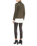 Club Wool Single-Button Jacket, Army Green