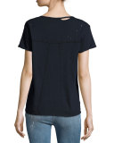 Jewel Distressed Tee, Marine