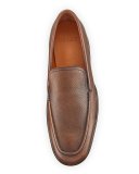 Michigan Textured Leather Loafer, Coffee (Brown)