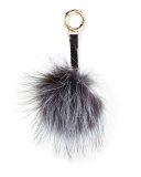 Fox Fur Pompom Charm, Gray/Blue Frost