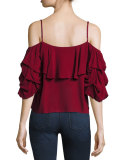 Simone Cold-Shoulder Ruffle Top