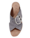 Grant Suede Sandal Slide, Dark Gray