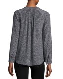 Peterson Long-Sleeve Silk Top, Black