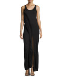 Fringe Racerback Maxi Dress, Black