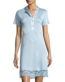 Airy Blooms Lace-Trim Sleepshirt, Light Blue