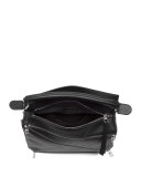 Puzzle Zips Leather Satchel Bag, Black