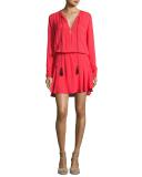 Pilar Crepe Blouson Mini Dress, Red