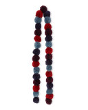 Long Pompom Scarf, Purple/Red/Blue