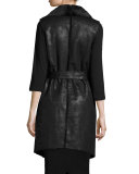 Draped Faux-Shearling Bonded Vest, Black