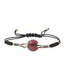 Pull-Cord Bracelet with Ruby & Diamond Ladybug in 18K Gold
