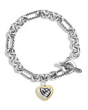 Cable Heart Charm Bracelet with Gold