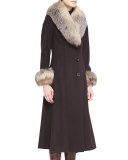 Maxi Cashmere Coat w/ Fur Trim