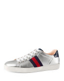 New Ace Leather Low-Top Sneaker, Silver
