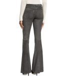 Suede Flare Pants, Charcoal