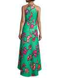 Floral-Print High-Low Maxi Dress