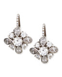18k White Gold Round, Pear, & Pave Diamond Earrings with Detachable Tassel