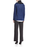 Zip-Front Boxy Cardigan, Blue Bonnet  