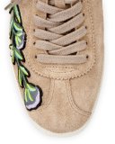 Gull Embroidered Suede Low-Top Sneaker, Coco