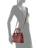 Roseau Crocodile-Embossed Mini Crossbody Bag, Mahogany 