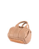 Mini Rockie Leather Satchel Bag, Latte/Rose Gold