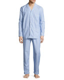Dot-Print Cotton Pajama Set, Blue