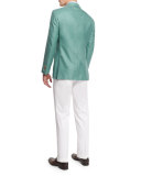 Solid Wool-Blend Two-Button Blazer, Light Green