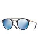 Remick Mirrored Brow-Bar Sunglasses, Blue