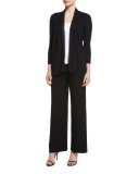 Chiffon-Trim 3/4-Sleeve Cardigan 