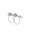 Garden Rose & Leaf Diamond Double-Finger Ring
