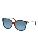 Square Metal & Acetate Ombre Sunglasses