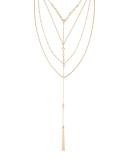 Long Layered Y-Drop Necklace, Golden