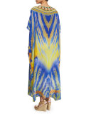 Printed Beaded Caftan Coverup