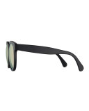 Sardinia Mirrored Square Sunglasses, Black