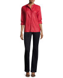 High-Waist Flare-Leg Jeans, Denim