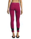 Crop X-Marked Mesh Legging, Merlot