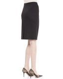 Crepe Pencil Skirt, Black