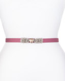 Silk Radzimir Crystal-Buckle Belt, Dusty Rose