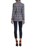 Pamona Surplice Tweed Jacket, Ivory/Navy