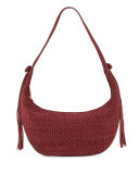 Zoe Woven Suede Hobo Bag, Bordeaux